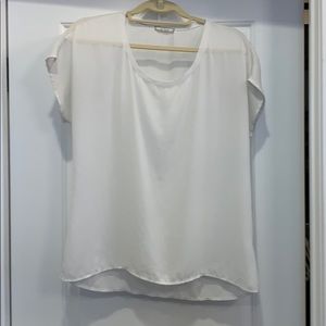 White polyester short sleeve blouse